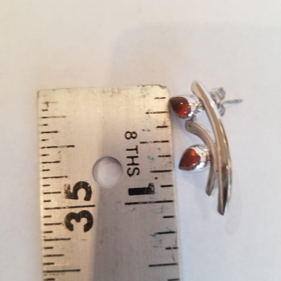 Unique High Shine Non Tarnish 925 Sterling Silver Amber Earrings Made in Italy - Picture 6 of 9